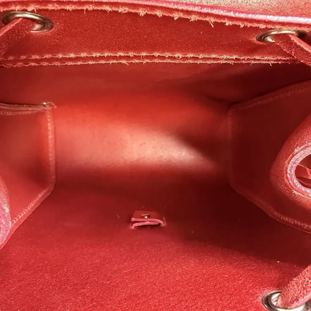 The Dust Company Sole Aged Leather Small Backpack Red Adjustable Italy MSRP 368$ - Picture 4 of 9